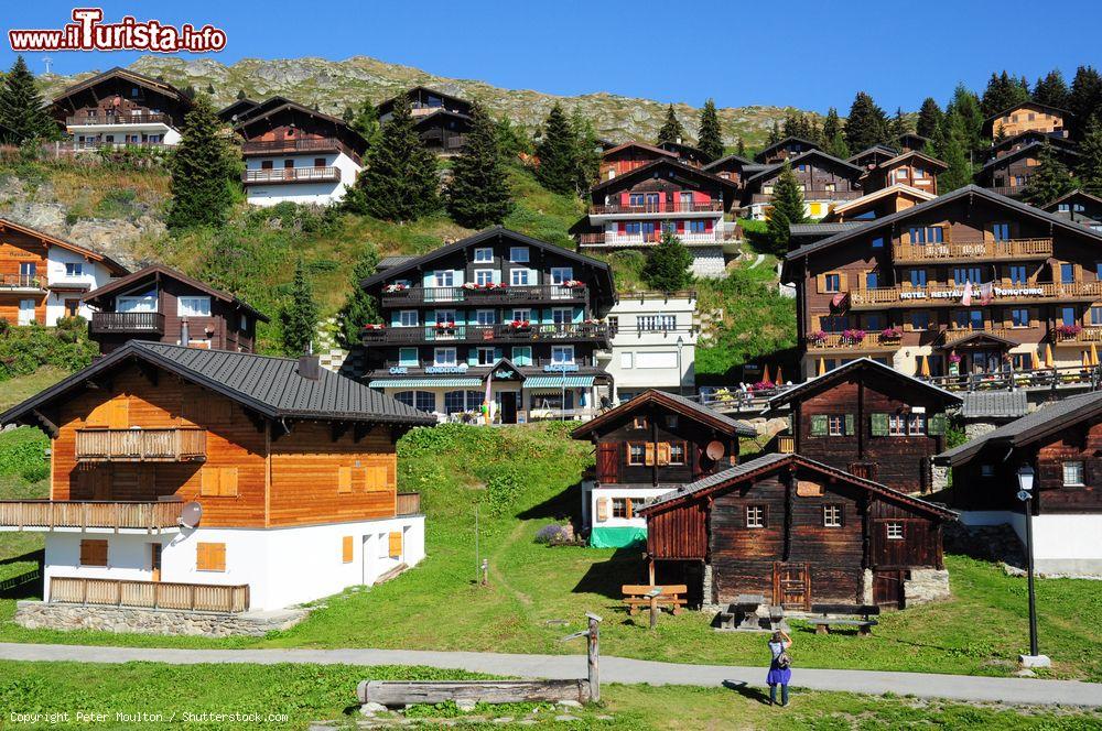 Immagine Una bella veduta dei tradizionali chalets di Bettmeralp, Svizzera. Le tipiche baite di montagna del Cantone Vallese  - © Peter Moulton / Shutterstock.com