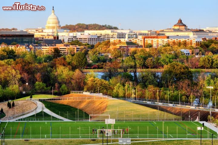 Immagine Panorama di Washington DC in autunno: sullo sfondo l'inconfondibile Capitol, il Campidoglio americano, la sede del parlamento americano - © Celso Diniz / Shutterstock.com
