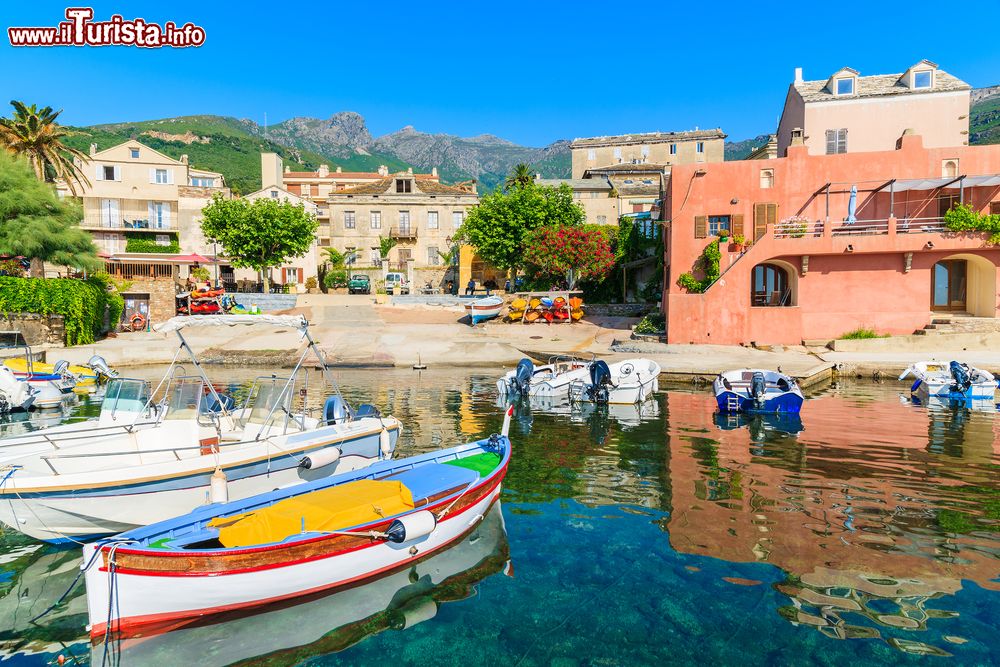 Immagine Barche da pesca al villaggio di Erbalunga, Corsica, Francia. Da questo porto per secoli sono partite navi cariche di botti di vino.