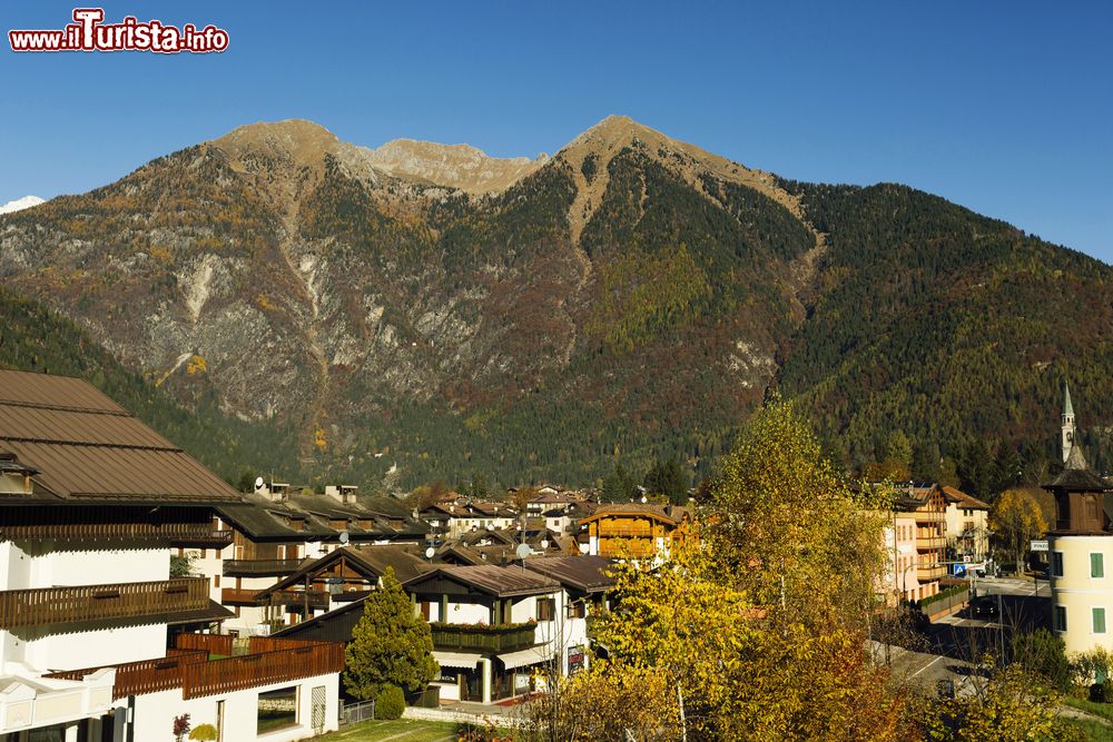 Immagine Foliage autunnale nel paesaggio che circonda il borgo di Pinzolo, Trentino Alto Adige.