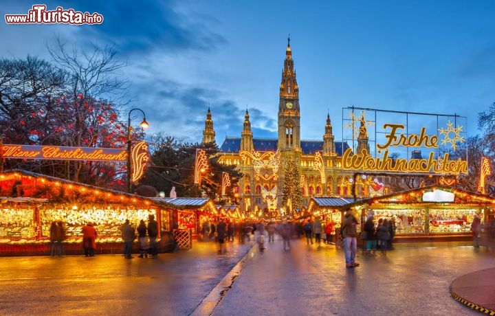 Immagine I mercatini di Natale a Vienna davanti alla Rathaus, sul Ring della capitale austriaca - © S.Borisov / Shutterstock.com