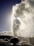 Eruzione del Lion Geyser a Yellowstone (USA). Si trova nell'Upper Geyser Basin ed è chaimato così per il "ruggito" che accompagna ogni eruzione che lancia nel cielo ...