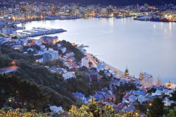 La Baia di Wellington, Nuova Zelanda, tra i rosa e gli azzurri del tramonto. E' il momento ideale per passeggiare lungo il porto, bere qualcosa sul lungomare e godersi lo spettacolo della ...
