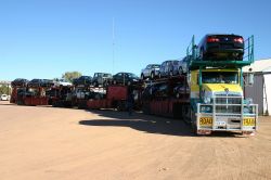 Road Train nei pressi di Alice Springs -  Lungo la Stuart Highway, la strada che collega il sud con il nord dell'Australia si incontronao questi enormi Tir che possono suprare i 50 ...
