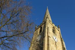 La torre della chiesa di St. Peter a Nottingham, Inghilterra. L'edificio religioso si trova nel centro della cittadina capoluogo della contea del Nottinghamshire.



