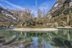 Lago di Tenno e piccola isola alberata, valli Giudicarie, Trentino - © Luca Giubertoni / Shutterstock.com
