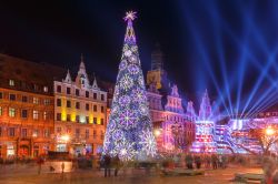 Mercato di Natale a Wroclaw, Polonia - Turisti e abitanti visitano il suggestivo mercatino natalizio ospitato ogni anno in Old Market Square abbellita e impreziosita per l'occasione da decorazioni ...