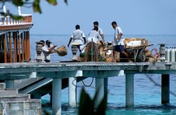 I rifornimenti per i resort dell'Atollo di Baa, come nel resto delle Maldive, avvengono con piccole imbarcazioni che attraccano nei moli delle isole - foto © Rangzen / Shutterstock.com
 ...