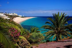 La spiaggia di Morro Jable sull'isola di Fuerteventura è una delle mete turistiche più apprezzate delle Canarie (Spagna).
