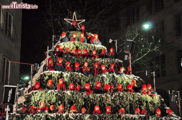 Immagine L'abero di Natale che canta a Zurigo: si trova in Werdmhleplatz ed è conosciuto nel mondo come il Singing Christmas Tree