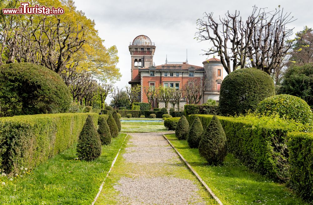 Immagine Un suggestivo scorcio del giardino di Villa Toeplitz a Varese, Lombardia. Qui si possono ammirare conifere arboree di diverse specie.