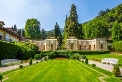 Gli splendidi giardini di Villa d'Este a Cernobbio, lago di Como, Lombardia.

