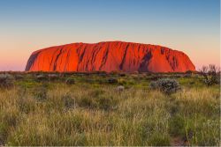 Uluru - Ayers Rock: gli ultimi raggi di sole icendiano le rocce della montagna sacra australiana - © structuresxx / Shutterstock.com