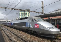 Un treno TGV fermo alla stazione di Poitiers e diretto a La Rochelle, Francia. Qui in sosta per via degli alberi caduti sui binari durante l'uragano Miguel - © DavidFM / Shutterstock.com ...