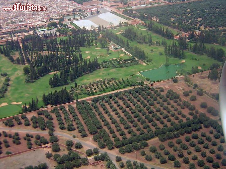Immagine Vista aerea dei giardini agdal a Marrakesh: si estendo su di una superficie complessiva di 400 ettari