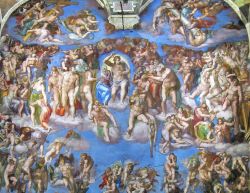 Il Giudizio Universale, il grande, allegorico affresco di Michelangelo Buonarroti, all'interno della Cappella Sistina di Roma - Le tecniche del cartonato dell'artista Michelangelo le ...