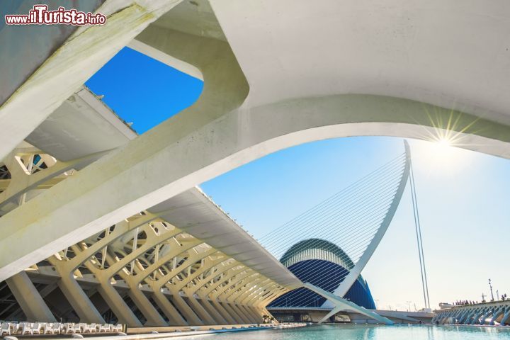 Immagine L'architettura del Museo Principe Felipe presso la Città delle Arti e delle Scienze di Valencia in una giornata di sole e cielo limpido - foto © Belyay / Shutterstock.com