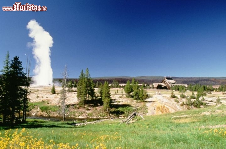 A Yellowstone, Wyoming il geyser Oldfaithful è uno degli spettacoli più ammirati del parco. Credit: Egret Communications