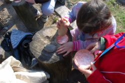 Attività dei bambini con il mortaio all'Archeopark ...