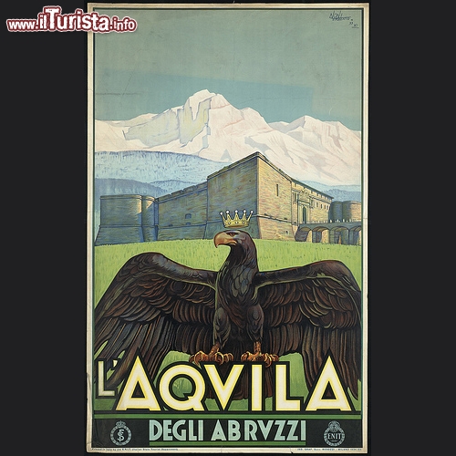 Aquila degli Abruzzi, manifesto antecedente al 39 quando la citt cambi nome nell'attuale - Copyright  The Boston Public Library's Print Department 