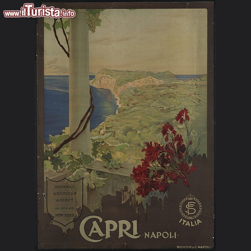 Cos Capri veniva promossa a New York City in un manifesto stampato presumibilmente tra il 1910 e il 1959 - Copyright  The Boston Public Library's Print Department 