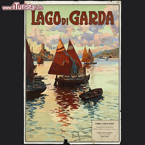 Il Lago di Garda in una locandina promozionale a New York City delle Ferrovie Italiane  - Copyright  The Boston Public Library's Print Department 