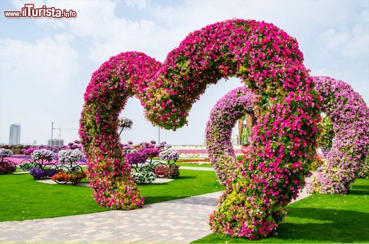 Cuori di fiori al Miracle Garden di Dubai, il nuovo giardino costruito nel deserto - © www.dubaimiraclegarden.com