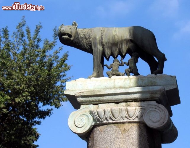 Immagine Lupa con Romolo e Remo, il simbolo di Roma su di una colonna del Campidoglio