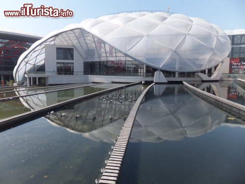 Immagine L'esterno del Ferrari World di Abu Dhabi ha un'architettura futuribile, che fa pensare al dinamismo e alla velocità. Il parco, con mostre a tema e attrazioni adrenaliniche,è aperto dal martedì alla domenica, dalle 11 alle 20 -  © Ritu Manoj Jethani / Shutterstock.com