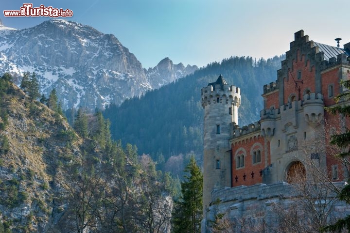 Immagine Alpi vicino a Schwangau: ci troviamo nell'Algovia orientale, e l'edificio che vedete sulla destra è una porzione del castello di Neuschwanstein uno dei più belli della Germania - © efreet / Shutterstock.com