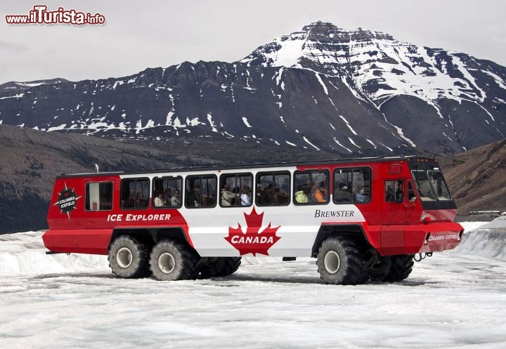 Immagine Autobus sul lago Athabasca ghiacciato in Alberta Canada - Foto di Giulio Badini