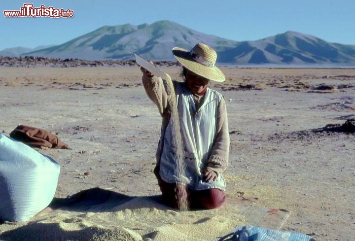 Immagine Bolivia donna con cereali -  Foto di Giulio Badini i Viaggi di Maurizio Levi 