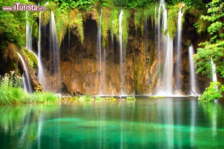 Immagine Le cascate nel verde del Parco Nazionale di Plitvice, Croazia - I 16 laghi che costituiscono l'area protetta di Plitvice si formano alla confluenza di due fiumi, il Bianco e il Nero, che convergono fra di loro formando il Matica che successivamente prende il nome di Korana. Fra le bellezze naturali che si possono ammirare visitando il Parco Nazionale ci sono grotte, dighe artificiali e cascate trasparenti che caratterizzano per oltre 8 chilometri il corso d'acqua che si presenta con un dislivello complessivo di circa 160 metri © Gordan / Shutterstock.com