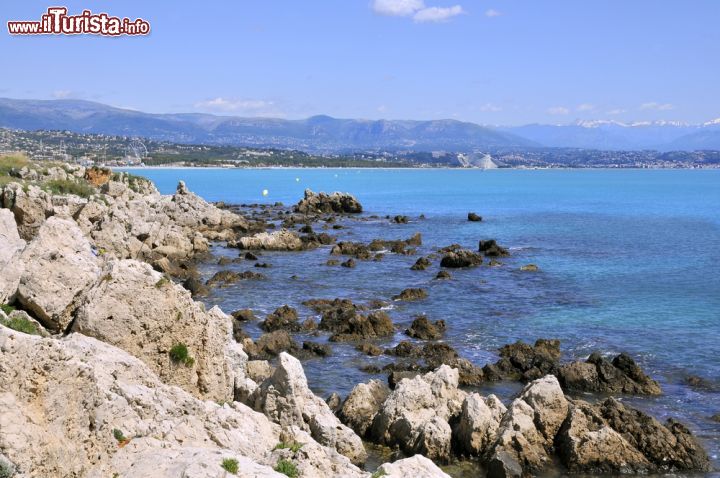 Immagine Costa rocciosa di Antibes, Francia - Magnificamente situata alla base della penisoletta del Cap d'Antibes che chiude a sud la Baie des Anges, questa splendida località della Costa Azzurra è una delle più rinomate località balneari di tutta la Francia oltre che un grande centro di floricoltura. A piacere a turisti provenienti da tutto il mondo sono le acque cristalline che lambiscono la costa rocciosa di questo tratto di litorale francese © Christian Musat / Shutterstock.com