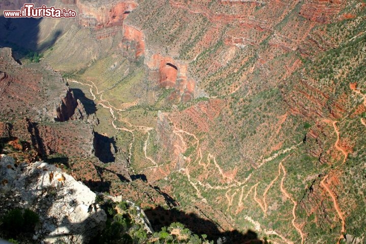 Immagine Dentro al Grand Canyon del fiume Colorado: una foto del sentiero Bright Angel Trail, Arizona - © Autumn's Memories / Shutterstock.com