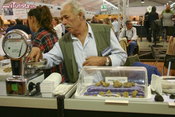 Immagine Fiera del Tartufo Bianco di Alba, Piemonte, Italia. Uno degli stand allestiti in occasione della tradizionale manifestazione albese dedicata a questo pregiato tubero - © Patricia Hofmeester / Shutterstock.com