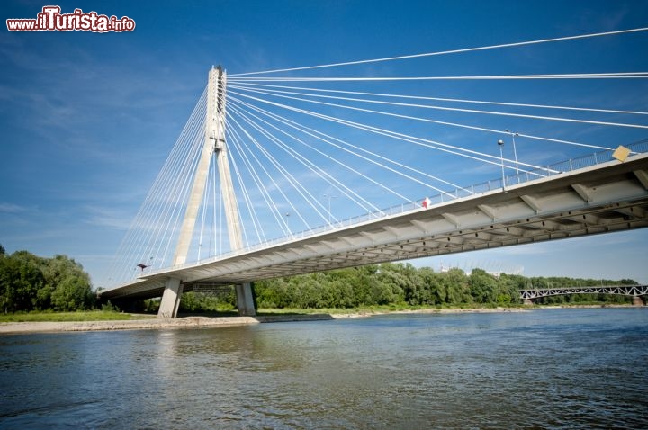 Immagine Il Fiume Vistola a Varsavia: il corso d'acqua più lungo della Polonia è attraversato da vari ponti, rtra cui il moderno Most Świętokrzyski - © Jacek Kadaj / Shutterstock.com