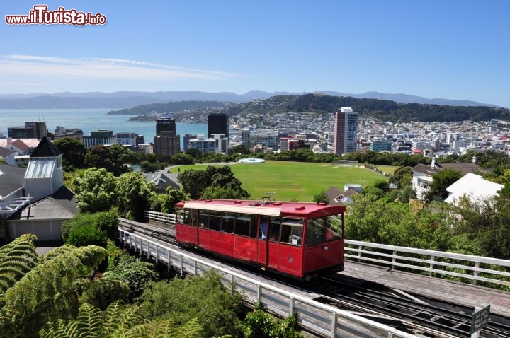 Immagine Dalla funicolare di Wellington, capitale della Nuova Zelanda, si gode un bel panorama sulla città e sull'omonima baia - © amorfati.art / Shutterstock.com