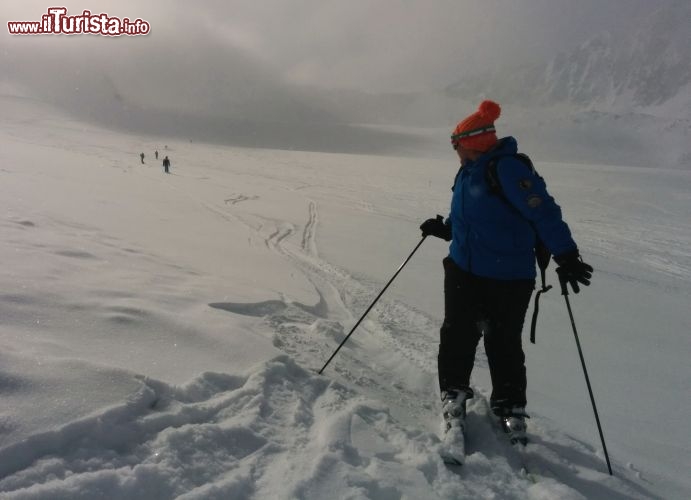 Immagine Fuori pista in neve fresca al comprensorio sciistico dello Stubai, Tirolo.