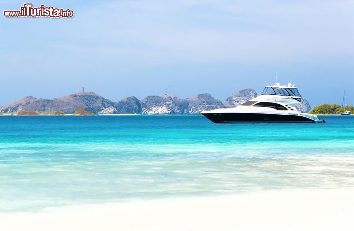 Immagine Il mare cristallino di Los Roques, con uno yacht all'esterno della barriera corallina. Siamo in uno degli arcipelaghi corallini nei caraibi venezuelani - © Dmitry Burlakov / Shutterstock.com