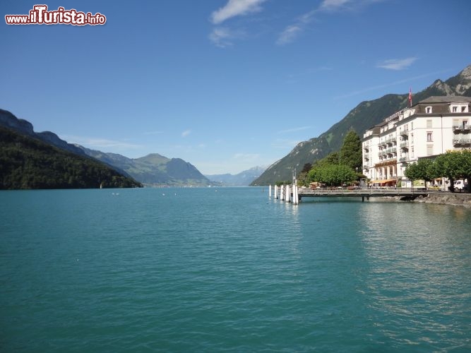 Immagine Lago dei Quattro Cantoni fotografato dalle rive di Brunnen in Svizzera