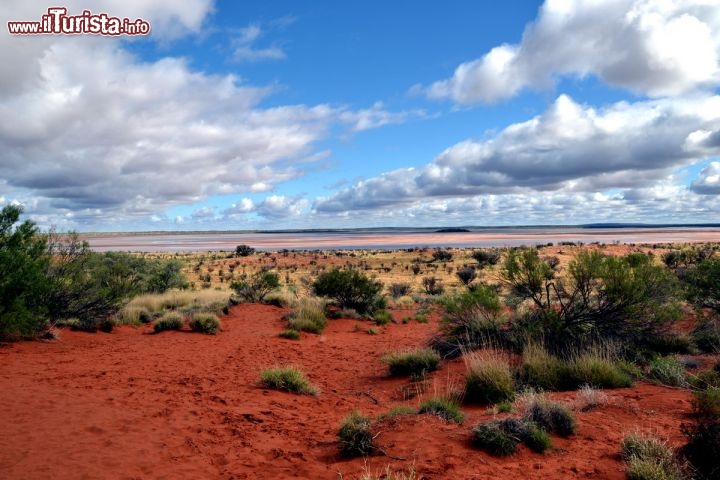 Immagine Lake Amadeus, Northen Territory (Australia) - E' il lago salato più grande nel Northen Territory, anche se non è paragonabile al lago Eyre che invece è il più grande lago di tutta l'Australia. Stretto ed allungato si estende per una lunghezza di 180 km ed una largheza di circa 10 km. Qui è fotografato dalla strada che si muove da Ayers Rock in direzione di Kings Canyon