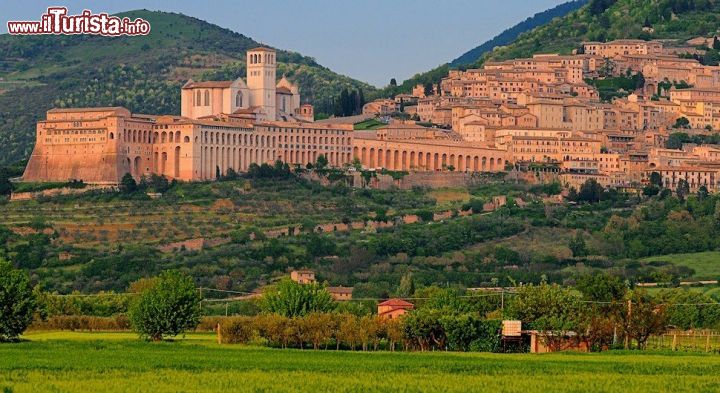 Immagine Le due Basiliche di San Francesco e il borgo Assisi. Talmente diverse da essere complementari, la chiesa inferiore e quella superiore sono il punto di partenza di un tour alla scoperta di Assisi. Varcare le porte in quercia scolpite da Niccolò da Gubbio per entrare nell'edificio inferiore, scendere alla cripta che ospita le spoglie del santo e restare stregati dalla luce che filtra attraverso le vetrate artistiche e dagli affreschi di Giotto e della sua scuola in quella superiore: da sempre Assisi è simbolo di pace che si identifica con uno dei santi più venerati al mondo  - © Andy.M / Shutterstock.com