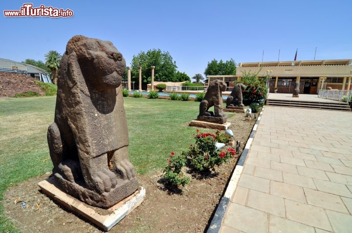 Immagine Leoni di granito esposti in fila al Museo Nazionale di Khartoum in Sudan - © Enrico Montanari