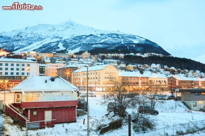 Immagine Notte polare a Narvik, Norvegia - La si può anche chiamare buio di mezzogiorno. La notte polare è un fenomeno astronomico che si verifica a latitudini elevate sopra il Circolo Polare Artico e sotto il Circolo Polare Antartico. Se d'inverno, per via dell'inclinazione dell'asse terrestre, il sole non sale mai sopra l'orizzonte e quindi è notte per tutta la giornata, d'estate il fenomeno opposto che si verifica è il cosiddetto sole di mezzanotte © vichie81 / Shutterstock.com