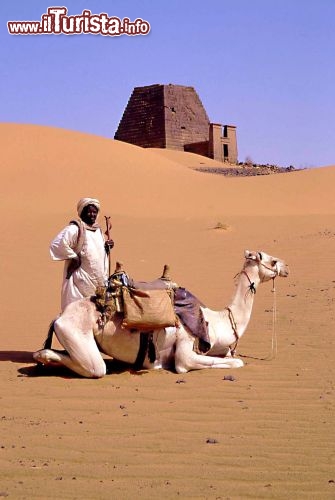 Immagine Piramide con cammello nel deserto del Sudan -  Foto di Giulio Badini