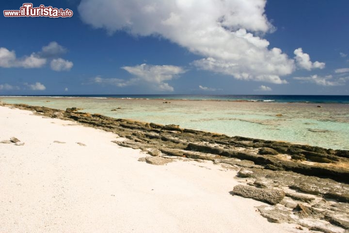 Immagine Il reef lungo la costa di Maupiti, arcipelago de la Société, Polinesia. La scogliera corallina a fior d'acqua fa da barriera al litorale, che non è direttamente colpito dalla potenza dell'Oceano Pacifico ma viene accarezzato da calme acque trasparenti. Per questo, per qualche centinaio di metri, il fondale è basso e sabbioso - © Piotr Gatlik / Shutterstock.com