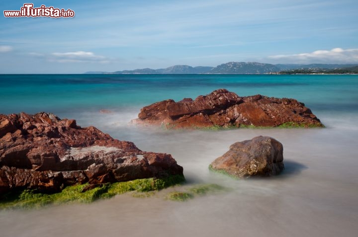 Immagine Rocce rosse sulla bella spiaggia della Palombaggia in Corsica, vicino a Porto Vecchio - © pcruciatti / Shutterstock.com