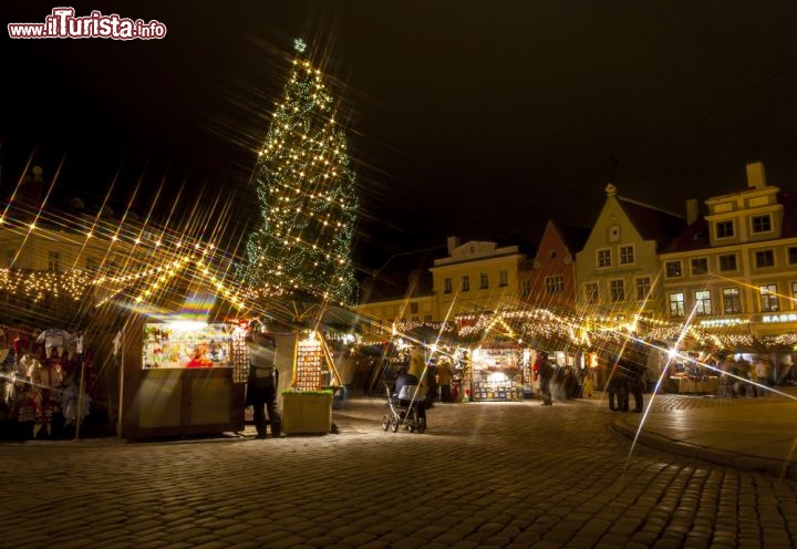 Immagine A Natale il centro di Tallinn si riempie di mercatini tradizionali, addobbi luminosi e grandi alberi agghindati a festa - © Risto0 / Shutterstock.com