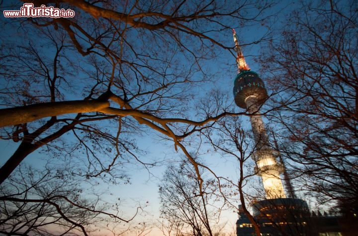 Immagine La grande torre di Seoul nel crepuscolo. Siamo nella Korea del Sud - © wasa_d / Shutterstock.com